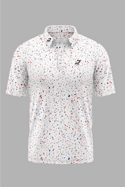 White Golf Polo with Multi Colour Flecks